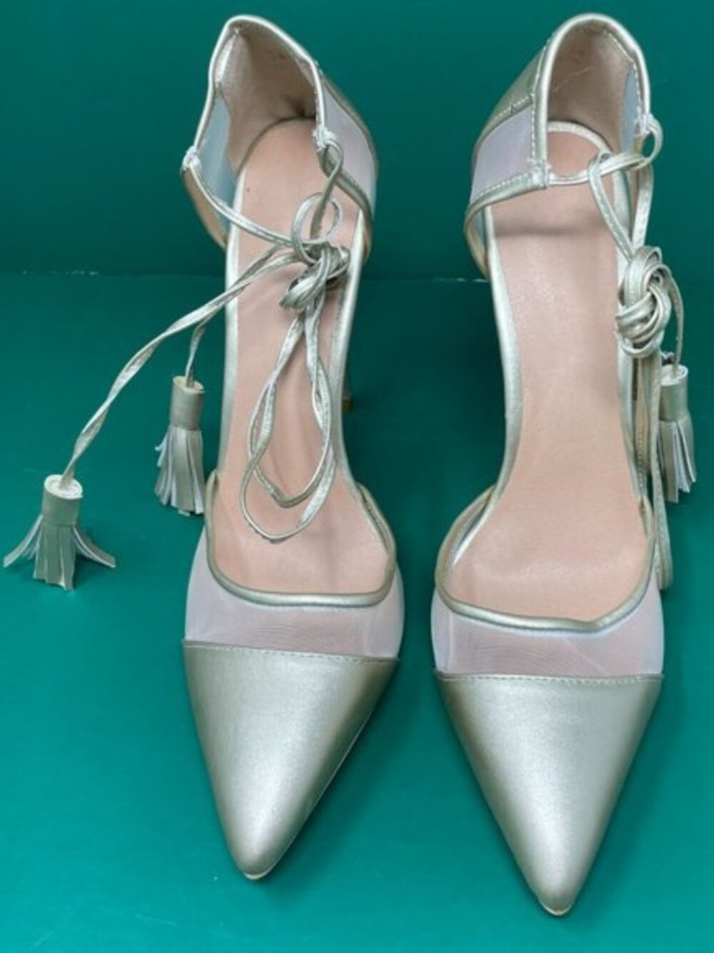 Shoes Pie | Gold Kitty Pointed Toe Stiletto Heel